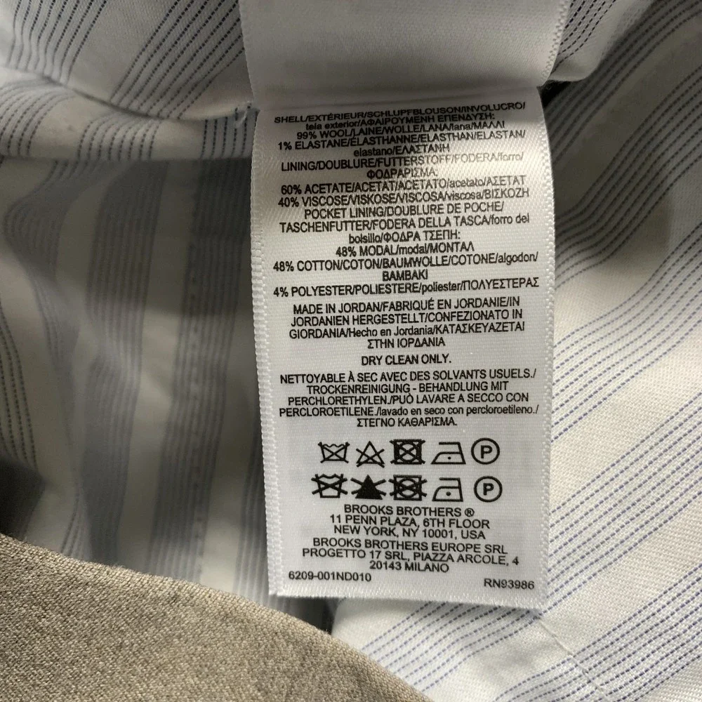 Brooks Brothers Reda 1865 Pants Mens 35x29 Measured Flat Front Tag: 32x30
